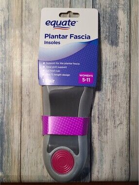 Equate Plantar Fascia Insoles Women's 5 To 11 Gray